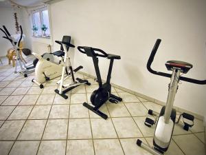 格劳豪维蒂纳霍夫迈斯特酒吧酒店的一间提供自行车和健身器材的房间
