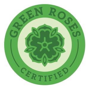 罗萨斯Hostal ROM Familiar的白色背景上绿色生化认证的标志