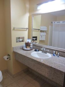 加尔维斯敦贝斯特韦斯特优质海滨海堤酒店及套房的一间带水槽和镜子的浴室