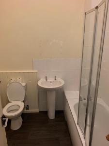 赖德WIGHTHOLIDAY的浴室配有卫生间、盥洗盆和淋浴。