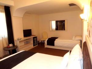 布加勒斯特西广场公寓 的酒店客房设有两张床和电视。