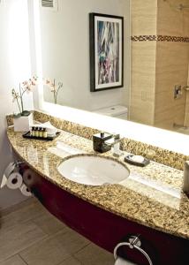 迈阿密普尔曼迈阿密机场酒店的一间带水槽和大镜子的浴室