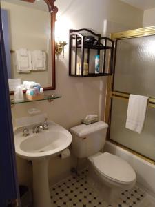 费城Thomas Bond House的一间带卫生间、水槽和镜子的浴室
