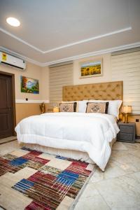 海岸角Brynx Haven - Cape Coast的卧室配有一张白色大床和地毯。