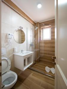 赛比什Pensiunea RYN的浴室配有卫生间、盥洗盆和淋浴。