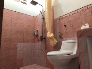 巴东巴东民宿的带淋浴和卫生间的浴室。