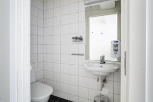 TorskenTorskenSenteret的白色的浴室设有水槽和卫生间。