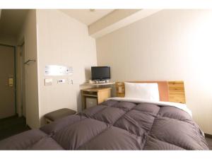 名古屋R&B HOTEL NAGOYA SAKAE HIGASHI - Vacation STAY 14030v的一间卧室配有一张床和一张书桌及电视