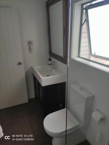 奥克兰Castor Bay Homestay的浴室配有白色卫生间和盥洗盆。