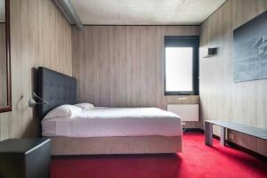 布勒山布勒中央酒店 的一间卧室设有一张大床和一个窗户。