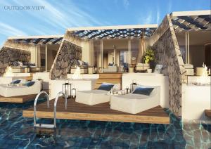 莫拉托斯Minos Imperial Luxury Beach Resort & Spa Milatos的水中别墅的 ⁇ 染