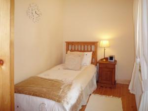 卡斯尔巴Clydagh Lodge的一间卧室配有一张床和一个带灯的床头柜