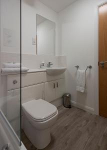 阿伯丁希尔顿校园帕克希尔豪华服务公寓酒店的白色的浴室设有卫生间和水槽。