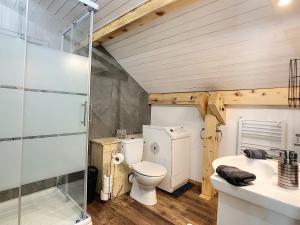 帕西Mont Étape , F2, 42 m2, Calme, Vue Mt Blanc的浴室配有卫生间、盥洗盆和淋浴。