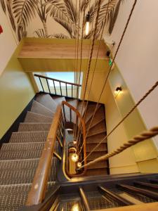 瑟堡莫德尔那酒店的建筑物内自动扶梯的架空视图