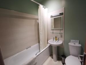 奥本国王纹章假日公寓的浴室配有盥洗盆、卫生间和浴缸。