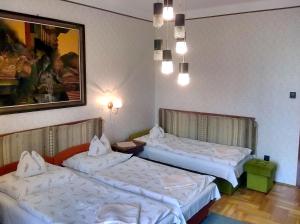 圣安德烈科拉潘兹酒店的配有白色床单的酒店客房内的两张床