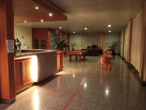 阿尔马萨里约阿古伊埃拉山酒店的大楼内带酒吧和桌子的大堂