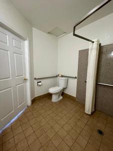 格伦多拉热带棕榈汽车旅馆的一间带白色卫生间和门的浴室