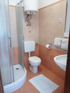 布罗达里卡Apartmani Nevena的浴室配有卫生间、盥洗盆和淋浴。