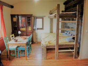 MislinjaRazborca的客房设有餐桌和双层床。