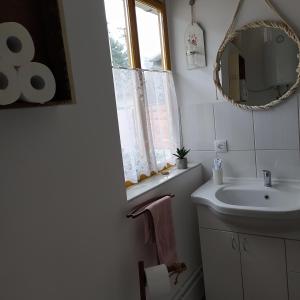 Novi BečejDorino Domaćinstvo的白色的浴室设有水槽和镜子
