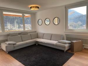 费尔德基希Skyloft Apartment Feldkirch的带沙发和2扇窗户的客厅