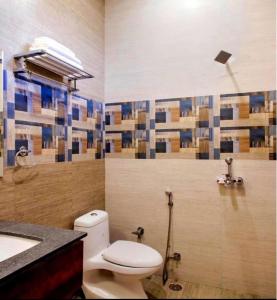 马图拉Hotel Spiti的一间带卫生间和水槽的浴室