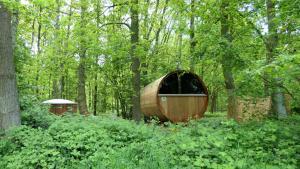 Sint-Katelijne-WaverSoulpath的森林中间的木头浴缸