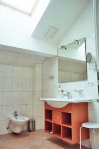 奥斯赛拜-屈隆斯博恩Residenz-Ostseestrand-Wohnung-30-337的一间带水槽和镜子的浴室