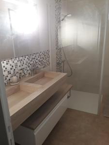 FeingsComme à la maison prés des châteaux de la Loire的一间带水槽和淋浴的浴室