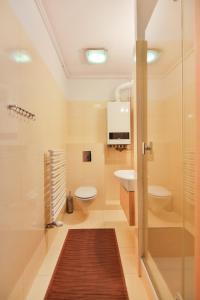 斯维诺乌伊希切Apartamenty Świnoujście - Casa Marina的带淋浴、卫生间和盥洗盆的浴室