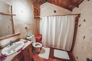 Los Guineos Perdidos阿尔托斯卡诺弘多酒店的一间带水槽、卫生间和淋浴的浴室