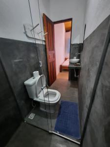 卡拉伊瓦Pousada Iemanja的浴室设有卫生间、镜子和水槽