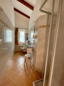 齐勒河谷采尔阿帕特湖迪斯公寓的带淋浴和盥洗盆的浴室