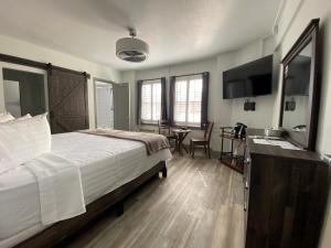 伊利Hotel Nevada & Gambling Hall的酒店客房设有一张床和一个水槽