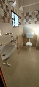 马杜赖Hotel Temple View的一间带水槽和卫生间的浴室