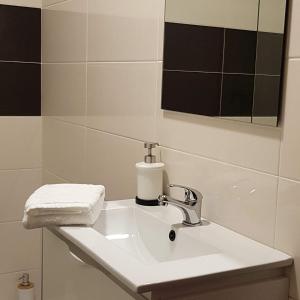 维亚纳堡B Apartamentos的浴室设有白色水槽和镜子