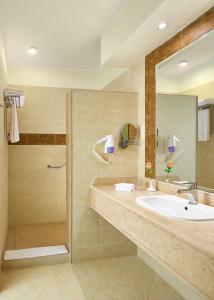 库塞尔Lazuli Hotel, Marsa Alam的一间带水槽和淋浴的浴室