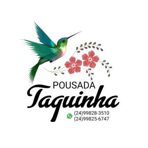 帕拉蒂Pousada Taquinha Paraty的带有花标模板的蜂鸟