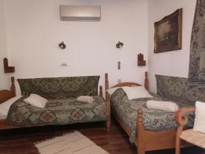 Pogány米维斯凡德吉哈思旅馆的客厅配有两张床和椅子