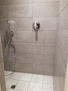 德哈恩沃森奈夫旅馆的浴室内配有淋浴和头顶淋浴