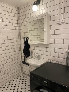 瓦萨NO:4的白色的浴室设有水槽和镜子