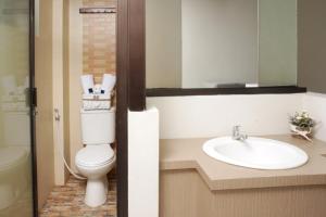 梭罗迪帕拉贡曼都罗旅馆的一间带卫生间和水槽的浴室