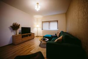 斯拉沃尼亚布罗德Apartman Gold的带沙发和平面电视的客厅