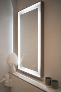 蒂门多弗施特兰德Studio-Apartment Piccolino 26的浴室内架上的镜子