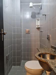 巴西利亚Hotel Montana Aeroporto的一间带卫生间和水槽的浴室