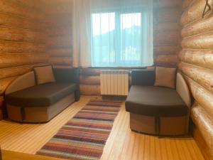 斯拉夫西克KATERINA的客厅配有两把椅子和窗户