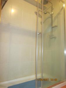 阿鲁卡Pêssego - AL的浴室里设有玻璃门淋浴