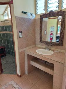 乌维塔Cabina Rancho la Merced的一间带水槽和镜子的浴室